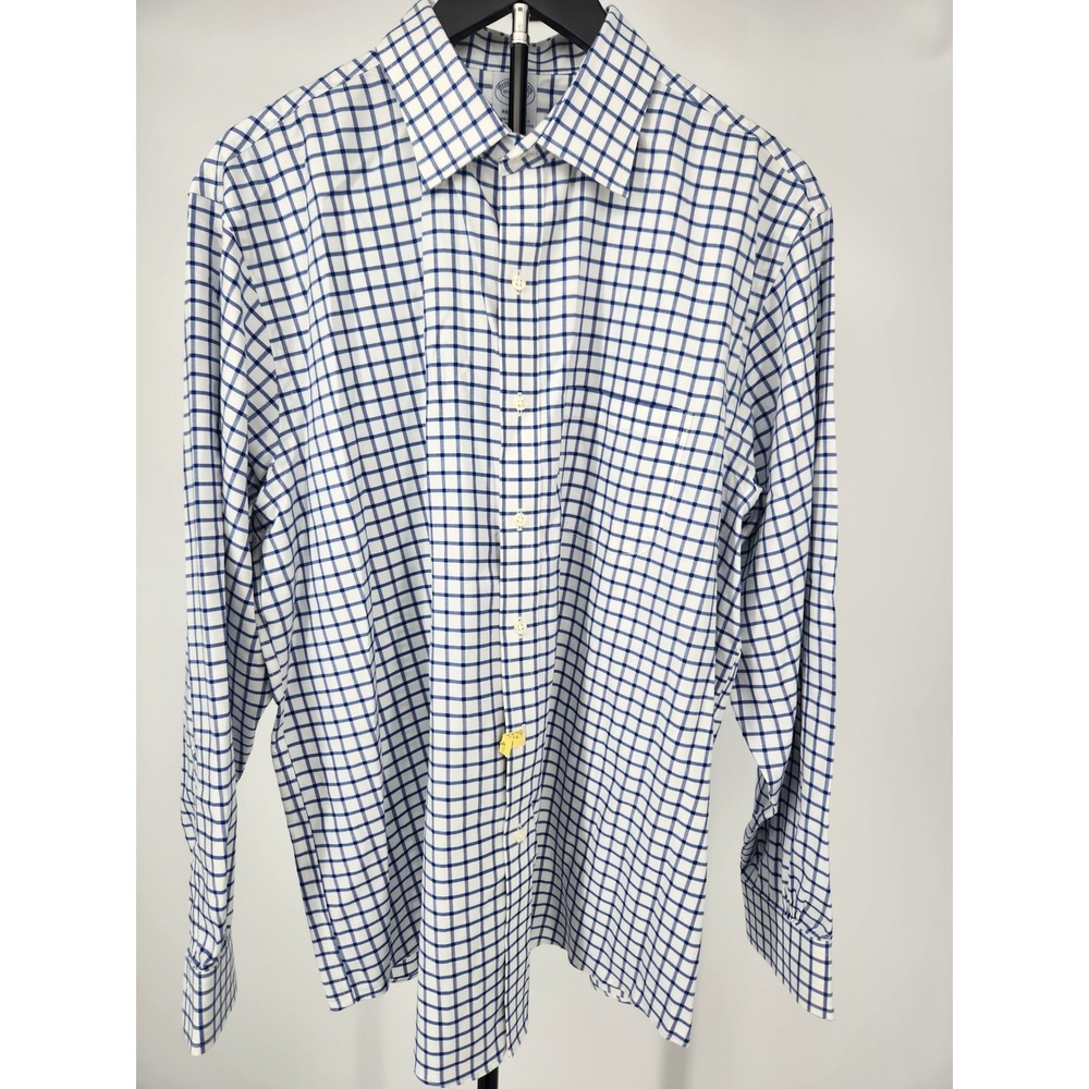 Brooks Brothers 1818 Regular Fit Non-Iron Stretch Blue Check Shirt 16.5 34/35